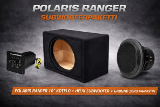 Polaris Ranger koppimönkijän subwooferpaketti 10” – Helix + Ground Zero + kotelo